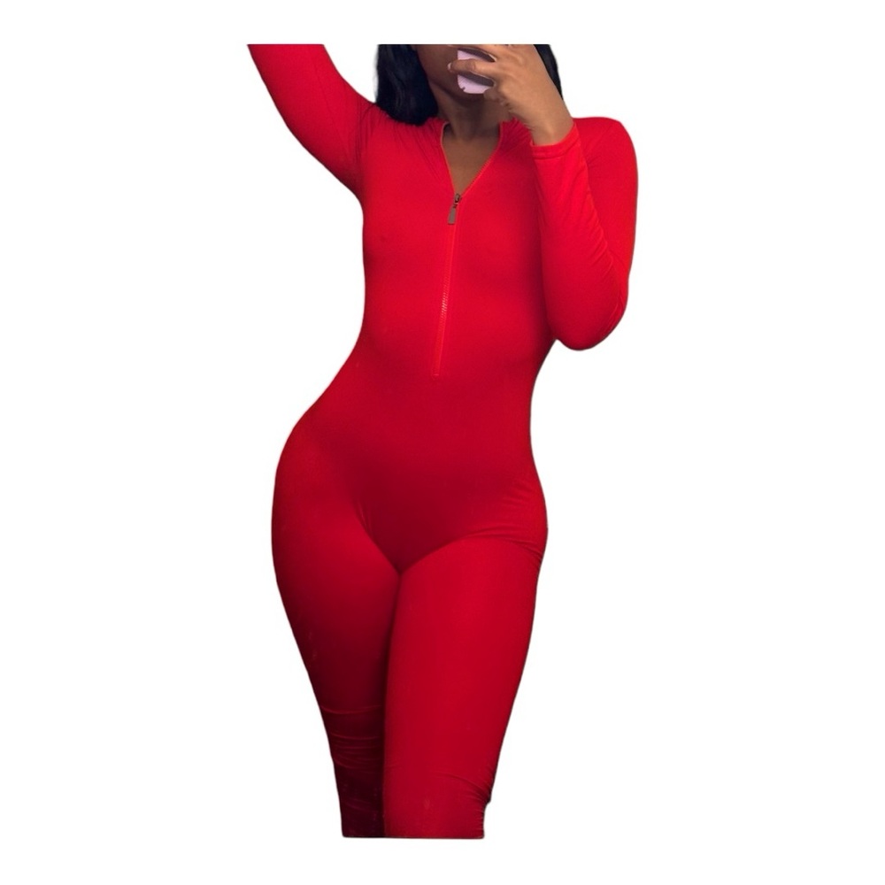 “Vibrant Thang” Red Long Sleeve Bodysuit